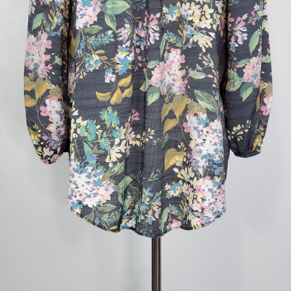 LC Lauren Conrad Watercolor Floral Feminine Peasant Pullover Top Blouse Size S - Picture 9 of 13